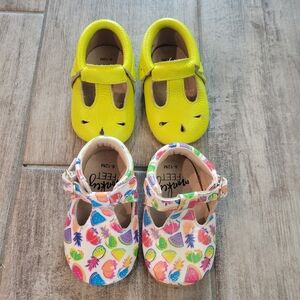 Monkey Feet Leather Flat Shoe Moccasin Bundle Fruit Yellow Baby Size 6-12 Months